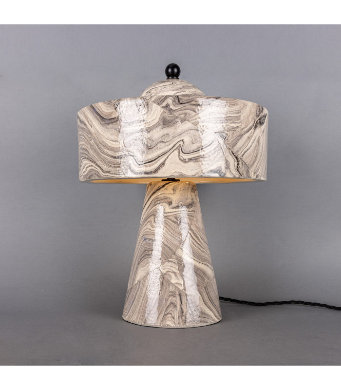 Seville Ceramic Table Lamp Marbled Matte Black-1