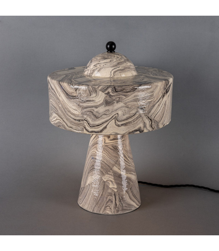 Seville Ceramic Table Lamp Marbled Matte Black-2