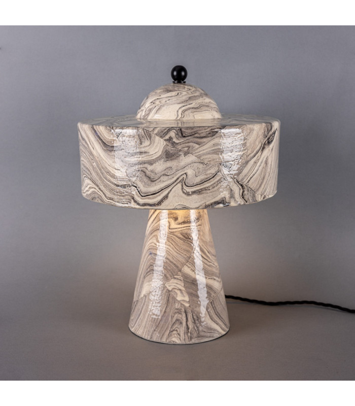 Seville Ceramic Table Lamp Marbled Matte Black-3