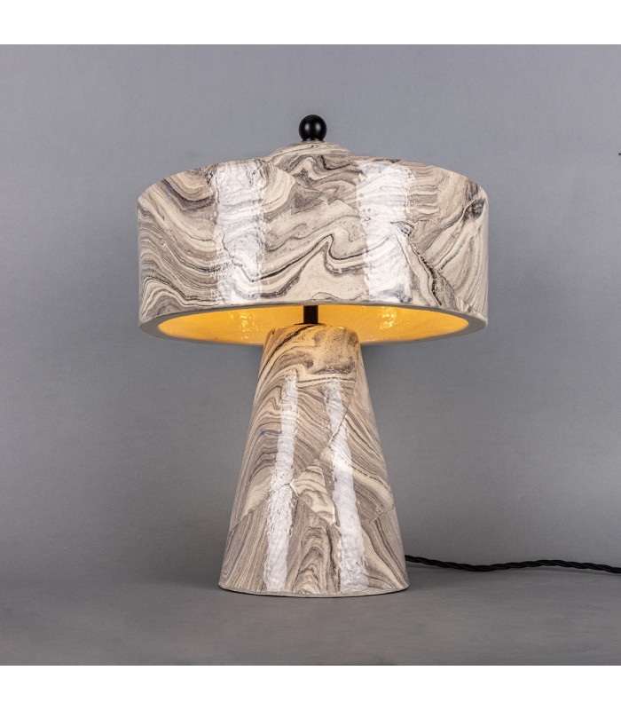 Seville Ceramic Table Lamp Marbled Matte Black-4
