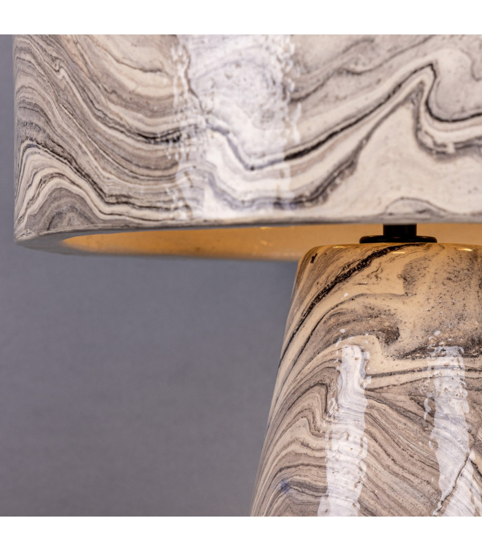 Seville Ceramic Table Lamp Marbled Matte Black-5