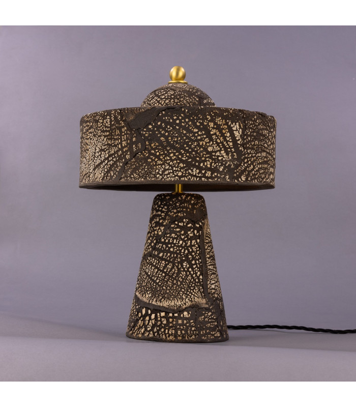 Seville Ceramic Table Lamp Black Clay Satin Brass-1