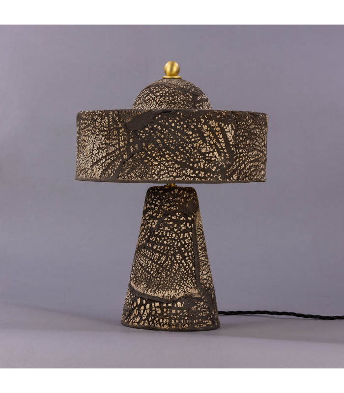 Seville Ceramic Table Lamp Black Clay Satin Brass-2