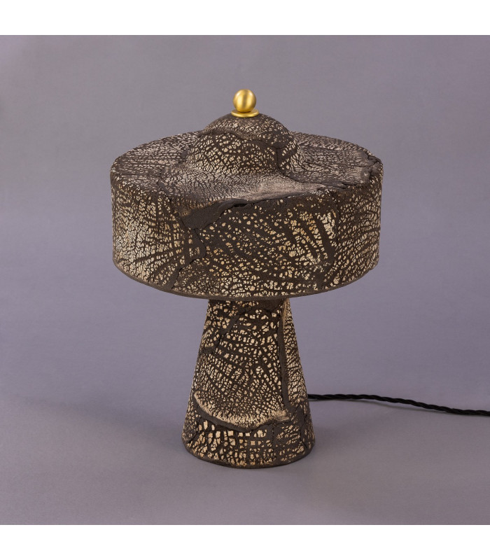 Seville Ceramic Table Lamp Black Clay Satin Brass-3