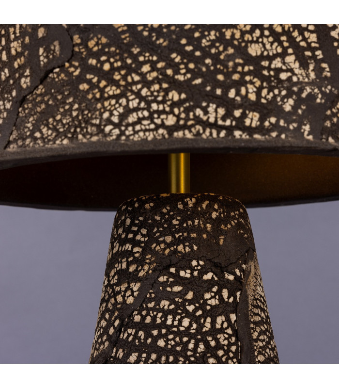 Seville Ceramic Table Lamp Black Clay Satin Brass-4
