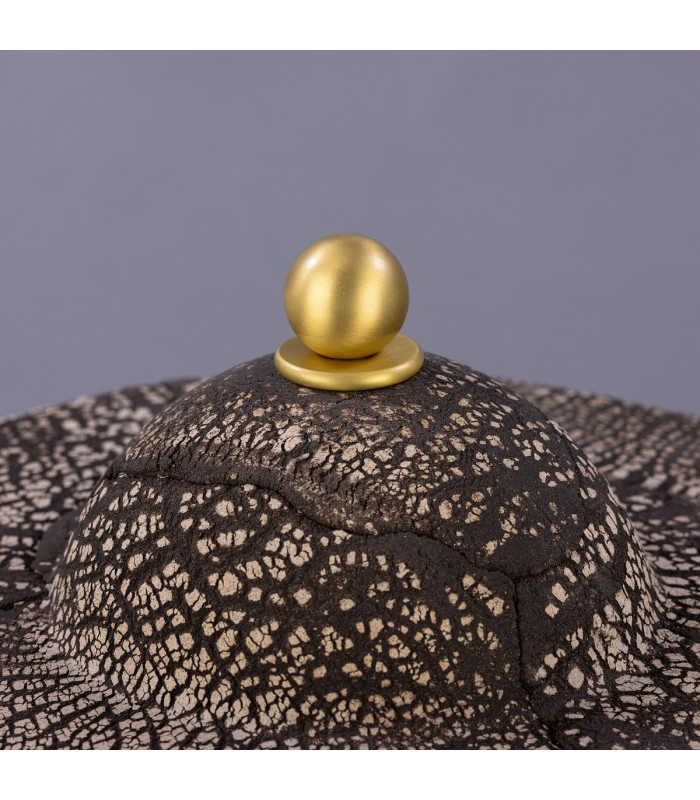Seville Ceramic Table Lamp Black Clay Satin Brass-5