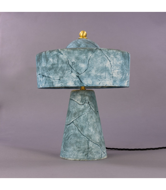 Seville Ceramic Table Lamp Blue Earth Satin Brass-1