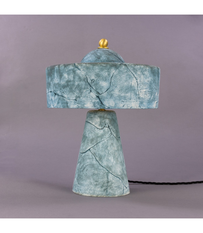 Seville Ceramic Table Lamp Blue Earth Satin Brass-2