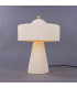 Seville Ceramic Table Lamp|Matt White Striped Polished Brass-1