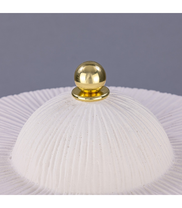 Seville Ceramic Table Lamp|Matt White Striped Polished Brass-5