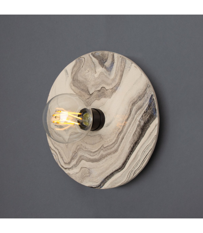 Bog Oak Wall Light Marbled Matt Black-1