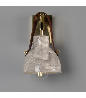 Nagi Wall Light Marbled Polished Brass Red Strap-2