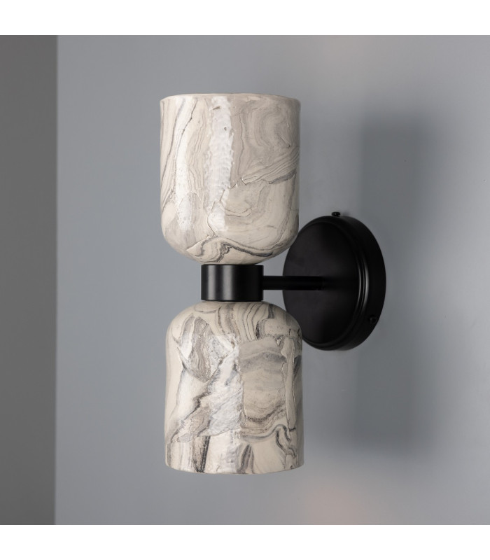Sakura Wall Light Marbled Matte Black-1