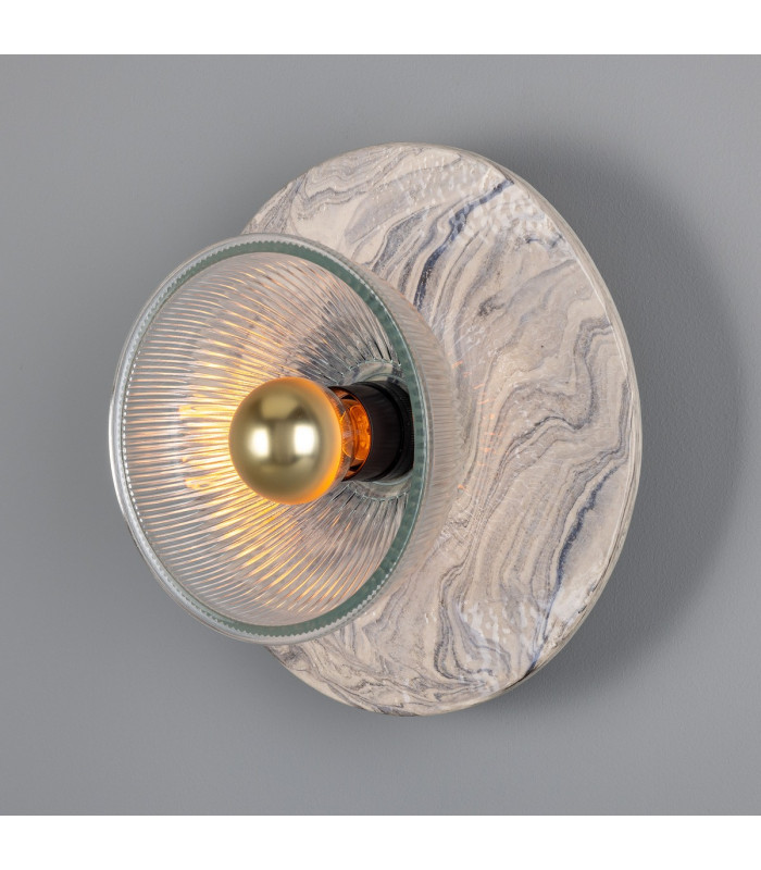 Soraya Ceramic Wall Light Marbled Matt Black-1