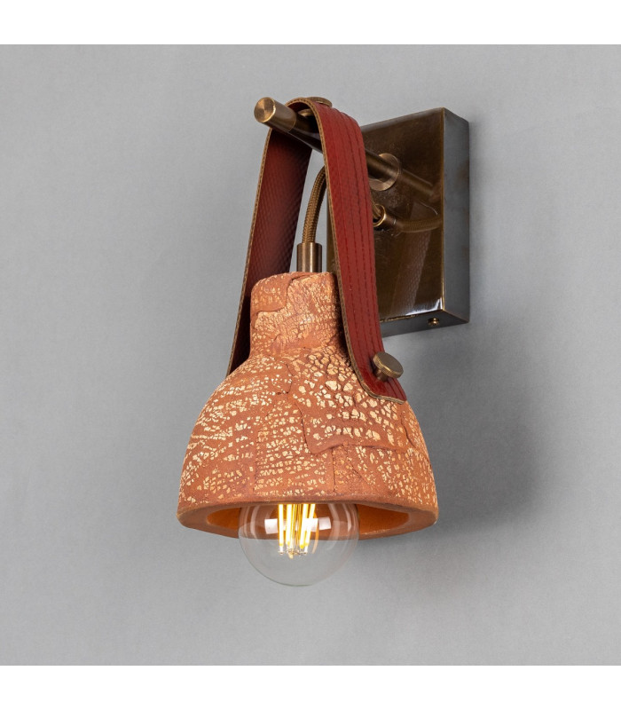 Nagi Wall Light Red Iron Antique Brass Red Strap-1