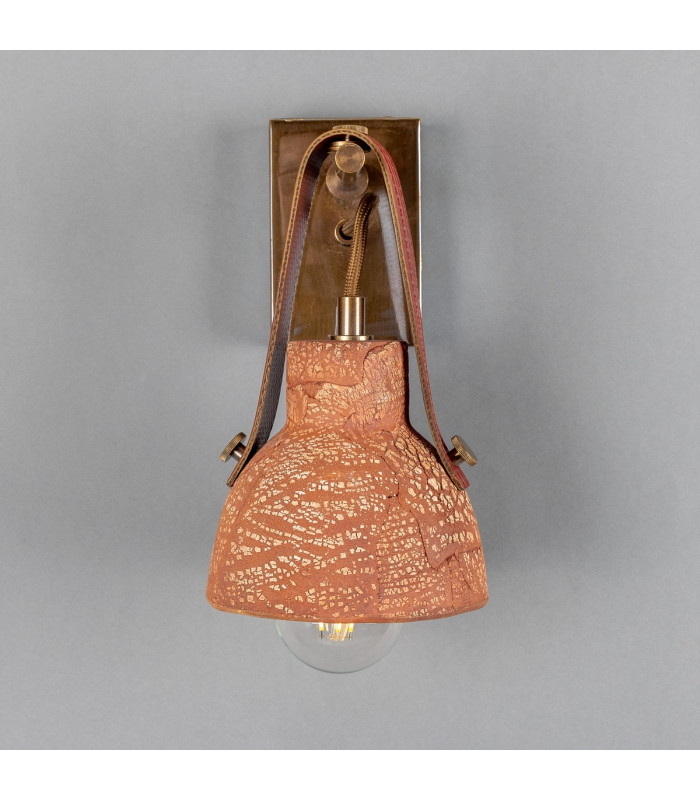 Nagi Wall Light Red Iron Antique Brass Red Strap-2