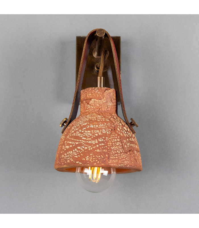 Nagi Wall Light Red Iron Antique Brass Red Strap-3