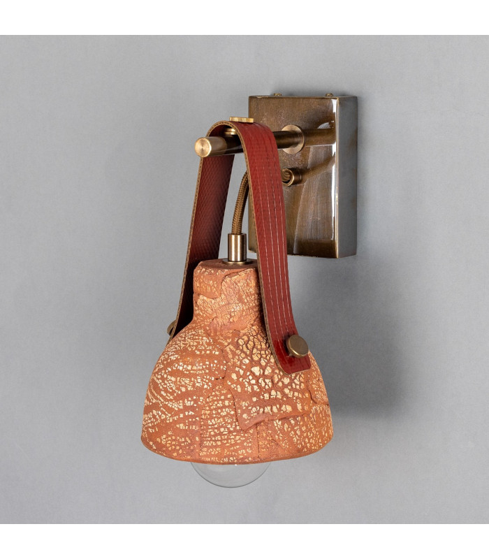 Nagi Wall Light Red Iron Antique Brass Red Strap-4