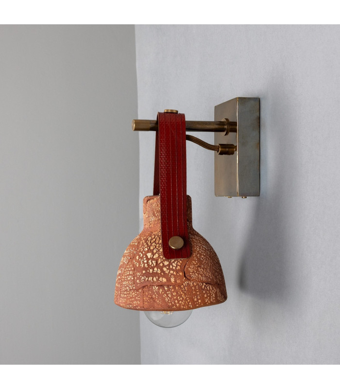 Nagi Wall Light Red Iron Antique Brass Red Strap-5