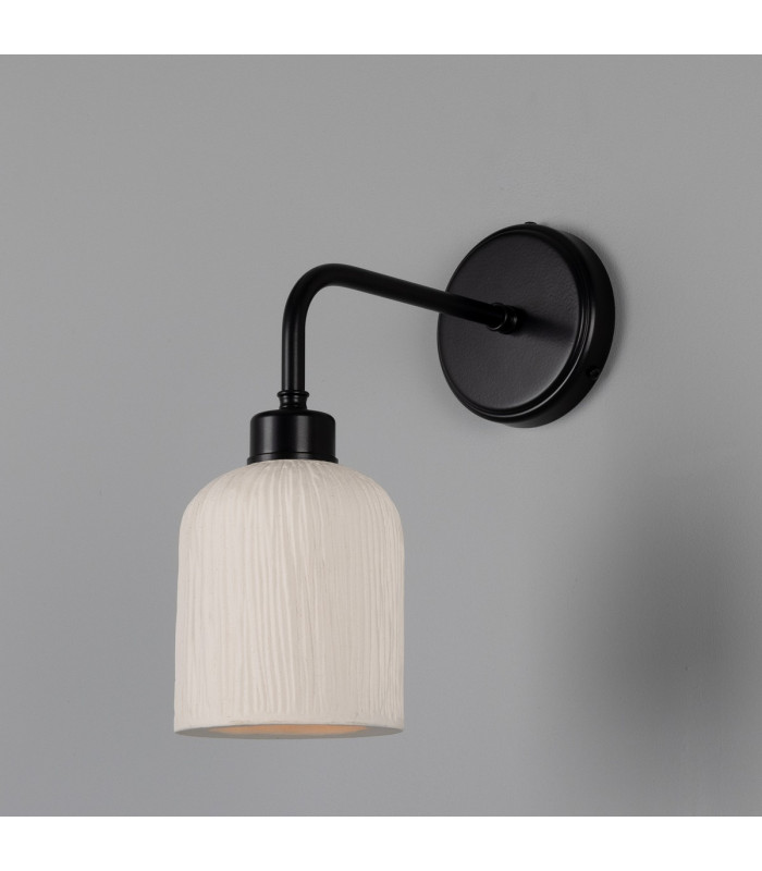 Osier Wall Light Matte White Striped Matte Black-1