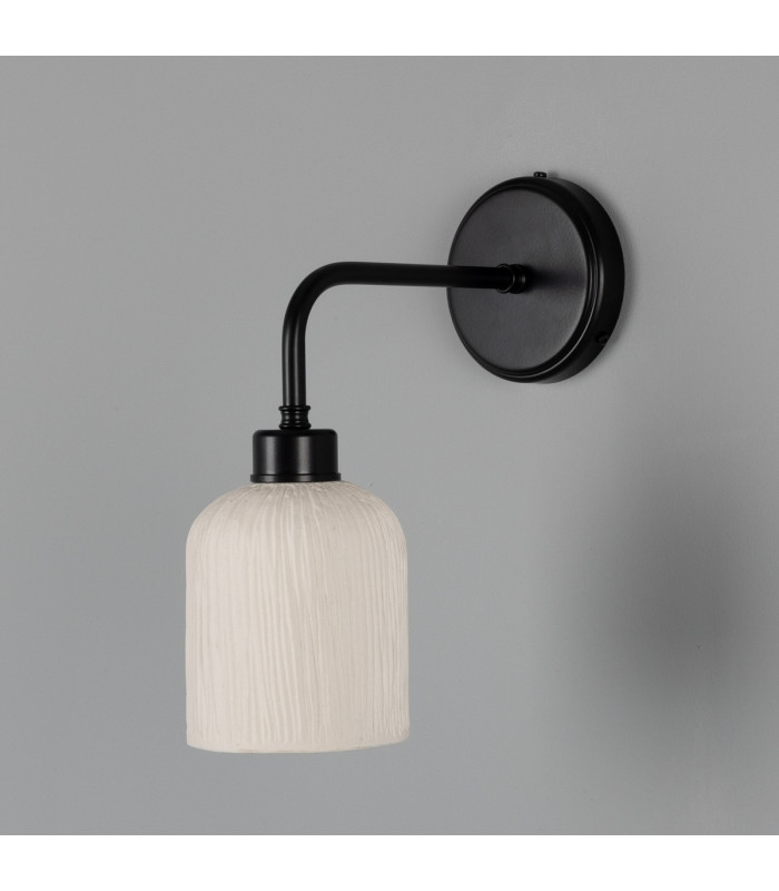 Osier Wall Light Matte White Striped Matte Black-2