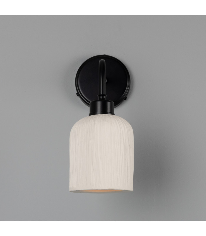 Osier Wall Light Matte White Striped Matte Black-3