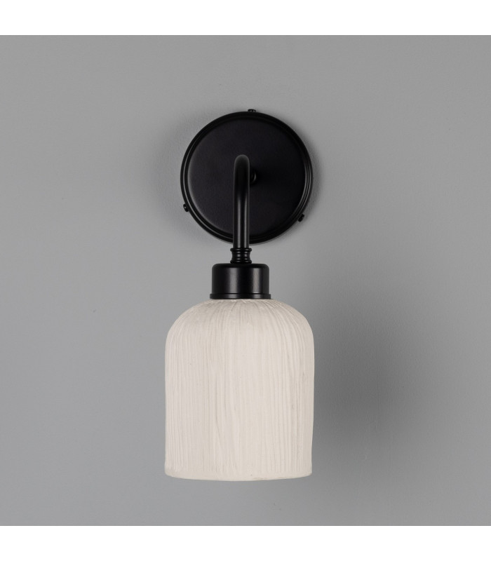 Osier Wall Light Matte White Striped Matte Black-4