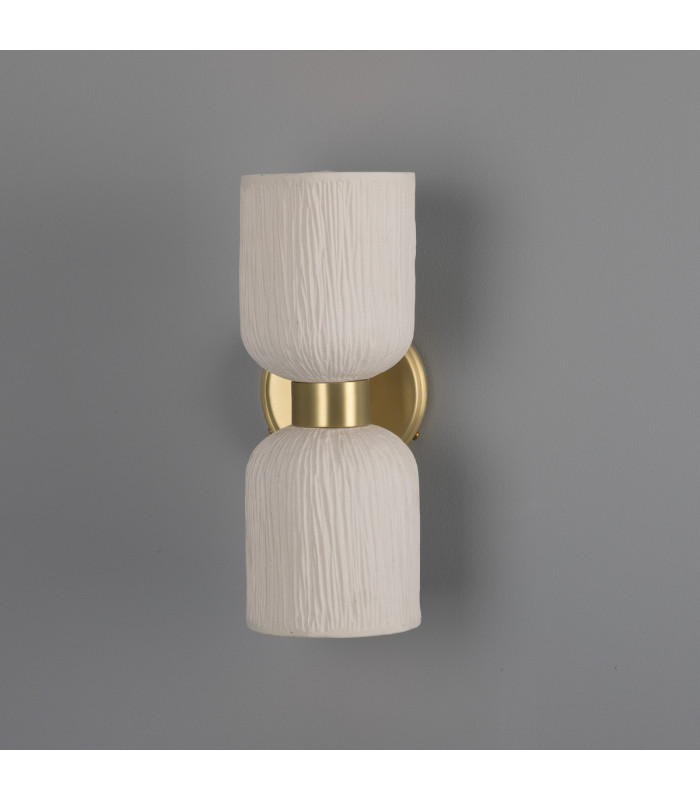 Sakura Wall Light Matte White Striped Satin Brass-2