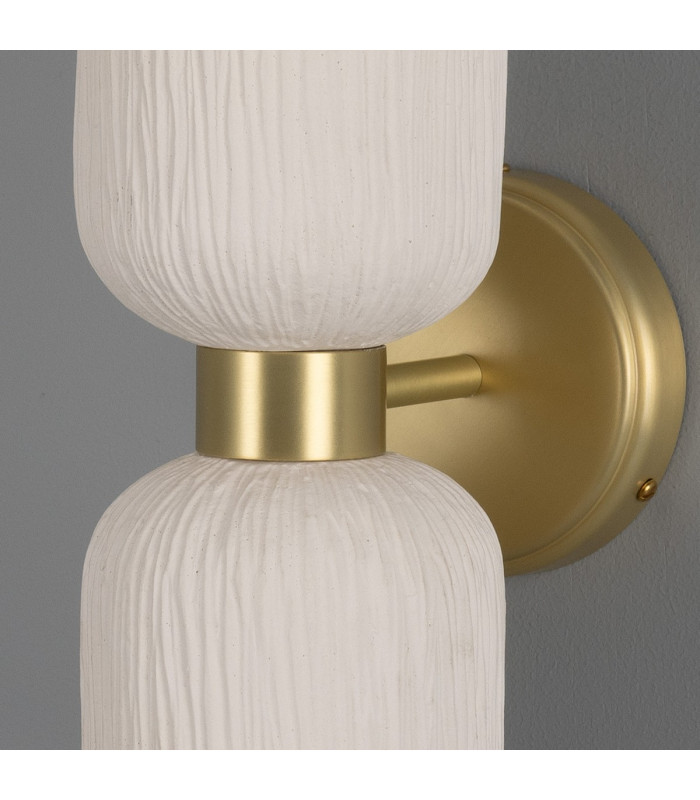 Sakura Wall Light Matte White Striped Satin Brass-4