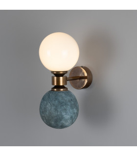 Kobe Ceramic Globe Wall Light Blue Earth Antique Brass-1