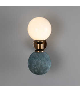 Kobe Ceramic Globe Wall Light Blue Earth Antique Brass-2