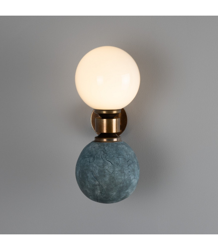 Kobe Ceramic Globe Wall Light Blue Earth Antique Brass-2