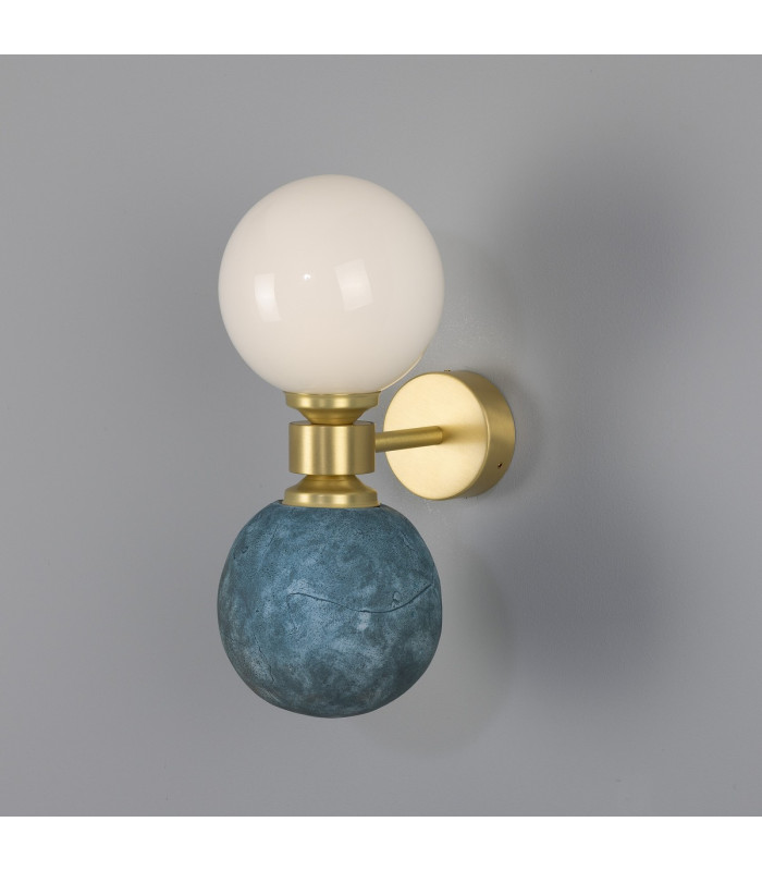 Kobe Ceramic Globe Wall Light Blue Earth Satin Brass-1