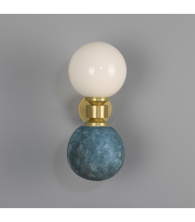 Kobe Ceramic Globe Wall Light Blue Earth Satin Brass-2