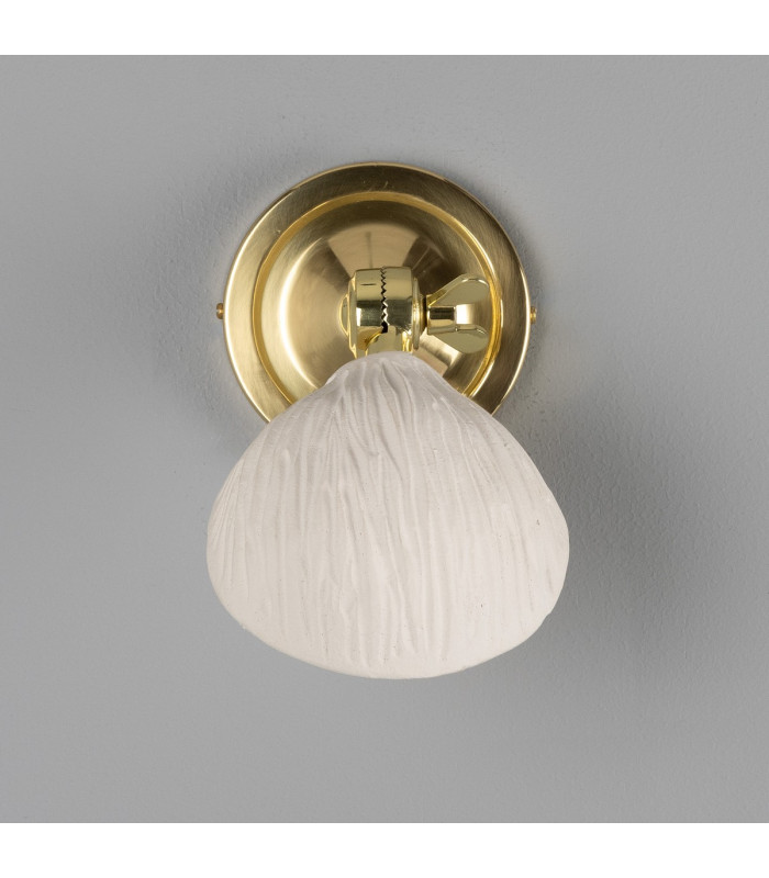 Coco Wall Light Matte White Striped Polished Brass-2
