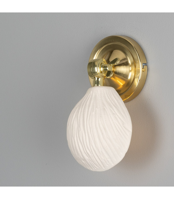 Coco Wall Light Matte White Striped Polished Brass-3
