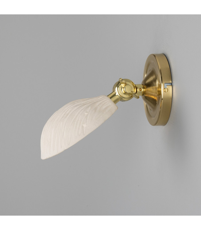 Coco Wall Light Matte White Striped Polished Brass-5