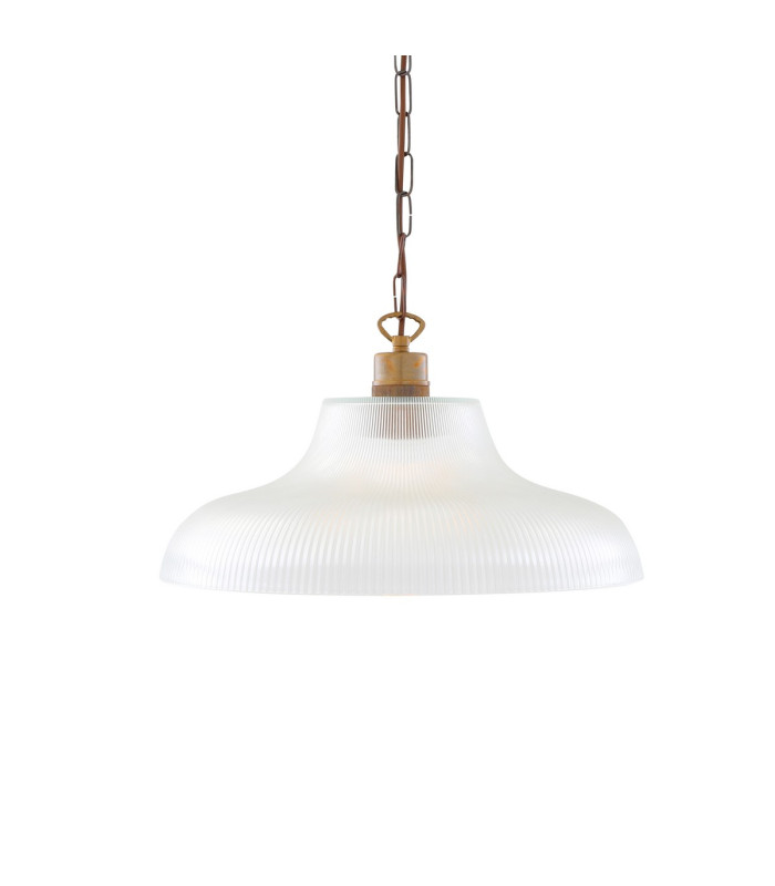 London 40cm Prismatic Railway Dome Pendant Antique Brass-1