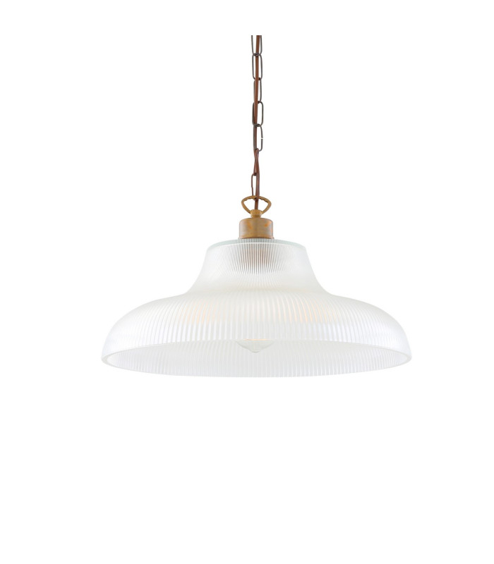 London 40cm Prismatic Railway Dome Pendant Antique Brass-2