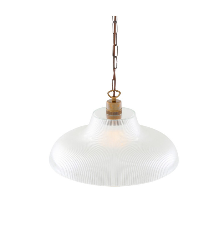 London 40cm Prismatic Railway Dome Pendant Antique Brass-3