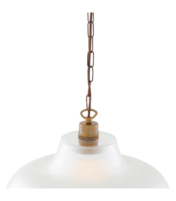 London 40cm Prismatic Railway Dome Pendant Antique Brass-4