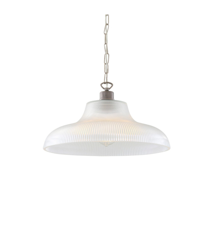 London 40cm Prismatic Railway Dome Pendant Antique Silver-2