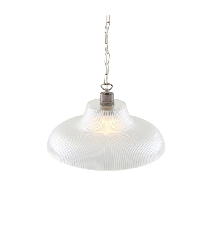 London 40cm Prismatic Railway Dome Pendant Antique Silver-3