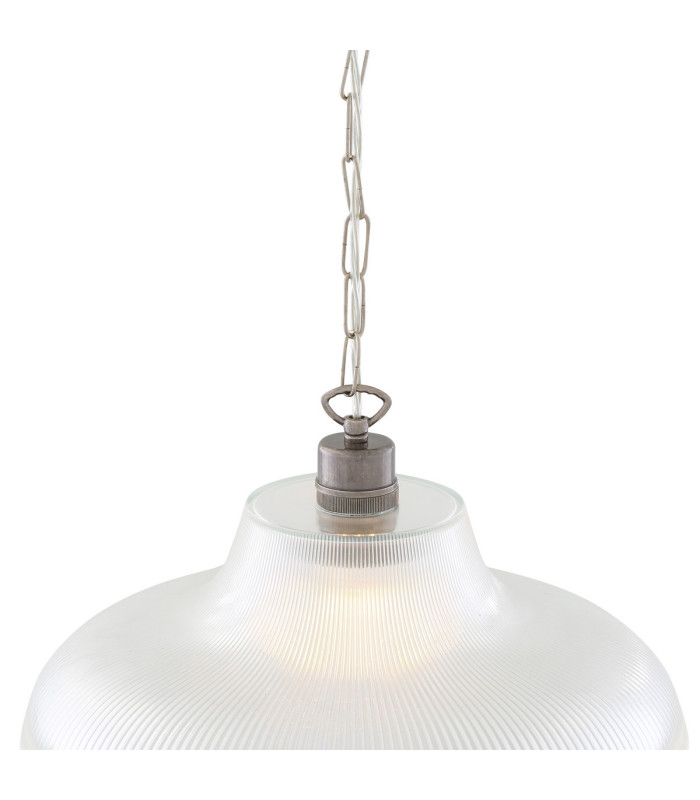 London 40cm Prismatic Railway Dome Pendant Antique Silver-4