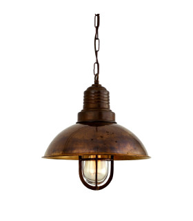 Tirana Deck Dome Pendant Antique Brass Clear Glass