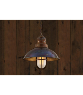 Tirana Deck Dome Pendant Antique Brass Frosted Glass-1