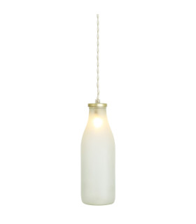 Milk Bottle Pendant Light Satin Brass Frosted Glass-1