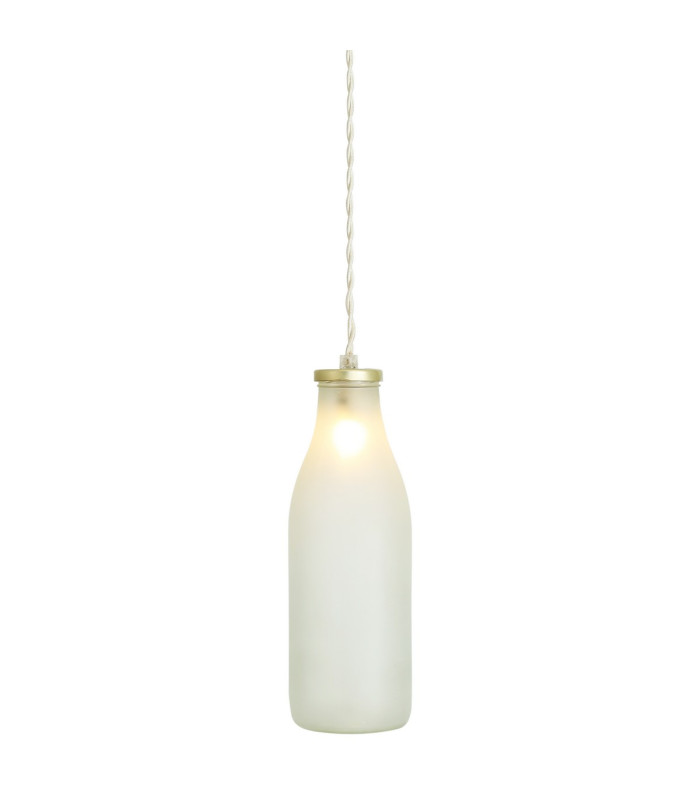 Milk Bottle Pendant Light Satin Brass Frosted Glass-1