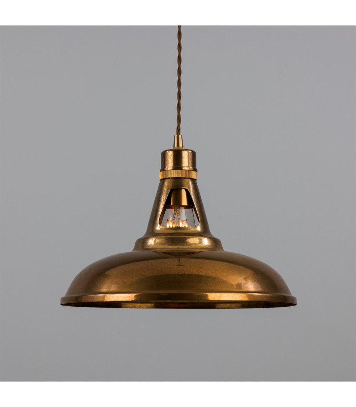 Geneva Industrial Dome Pendant Antique Brass-1