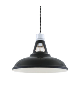 Vienna Industrial Dome Pendant Chrome Black